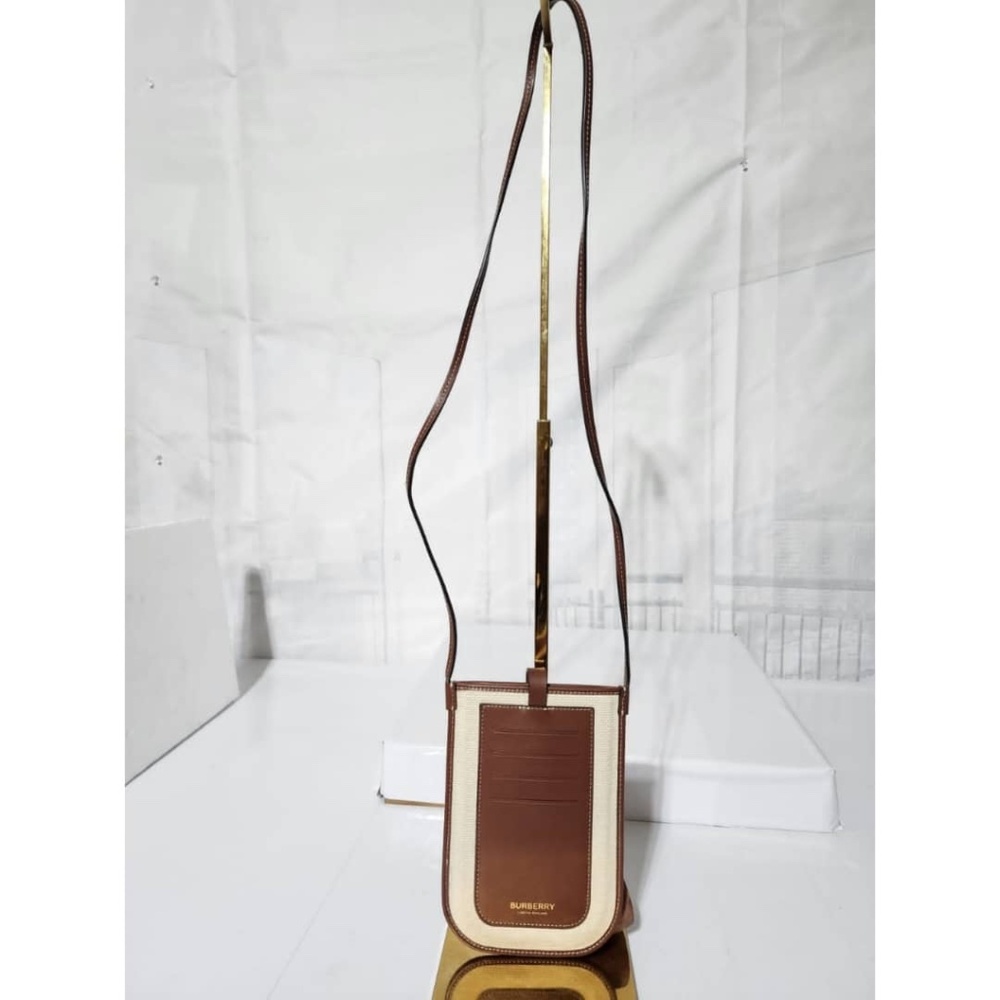 Authentic Burberry England sacoche canvas and calf leather crossbody bag Brown - Picture 3 of 14